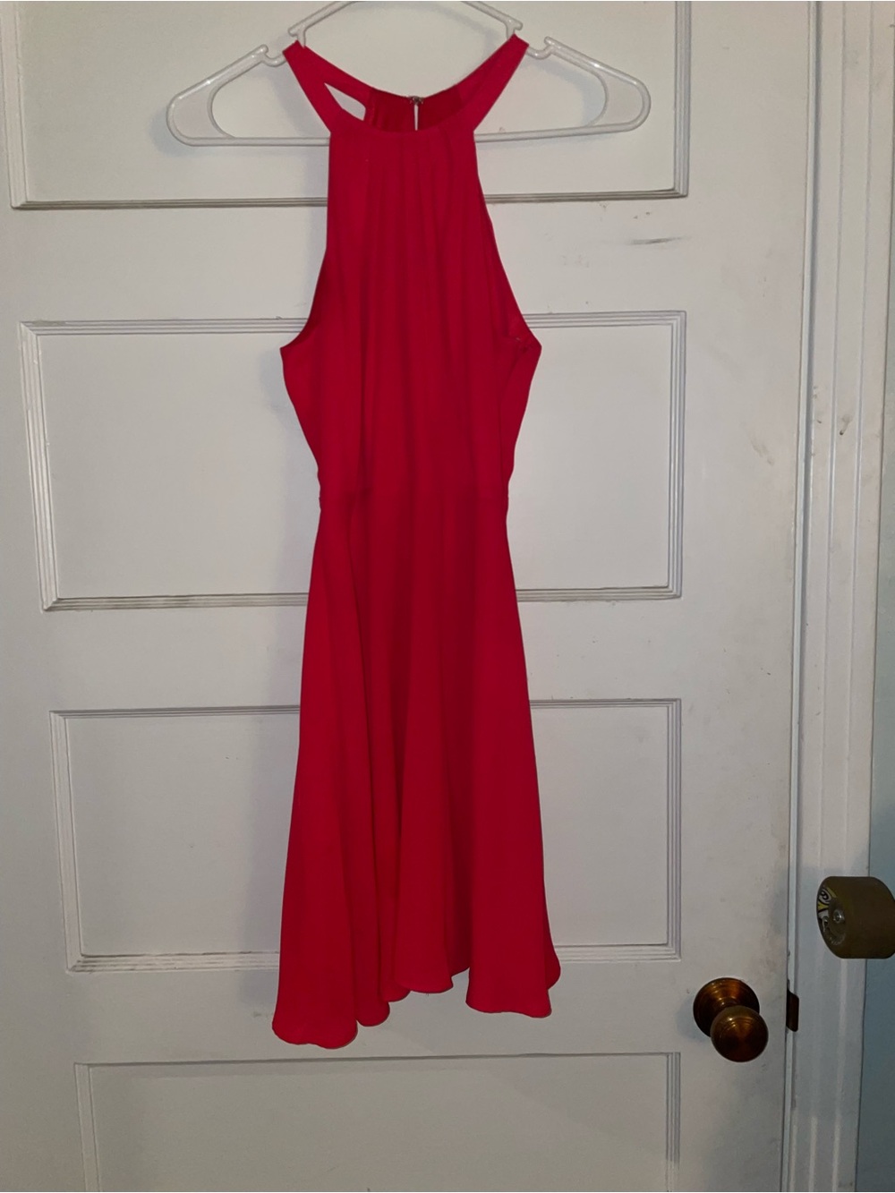 Express Red High-Neck High-Low Dress